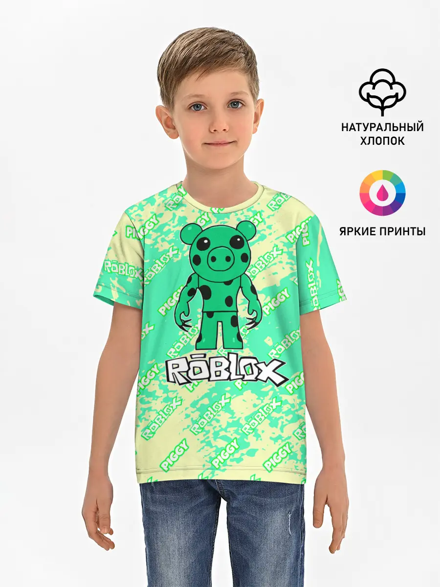 Детская базовая футболка / Свинка Пигги из Roblox