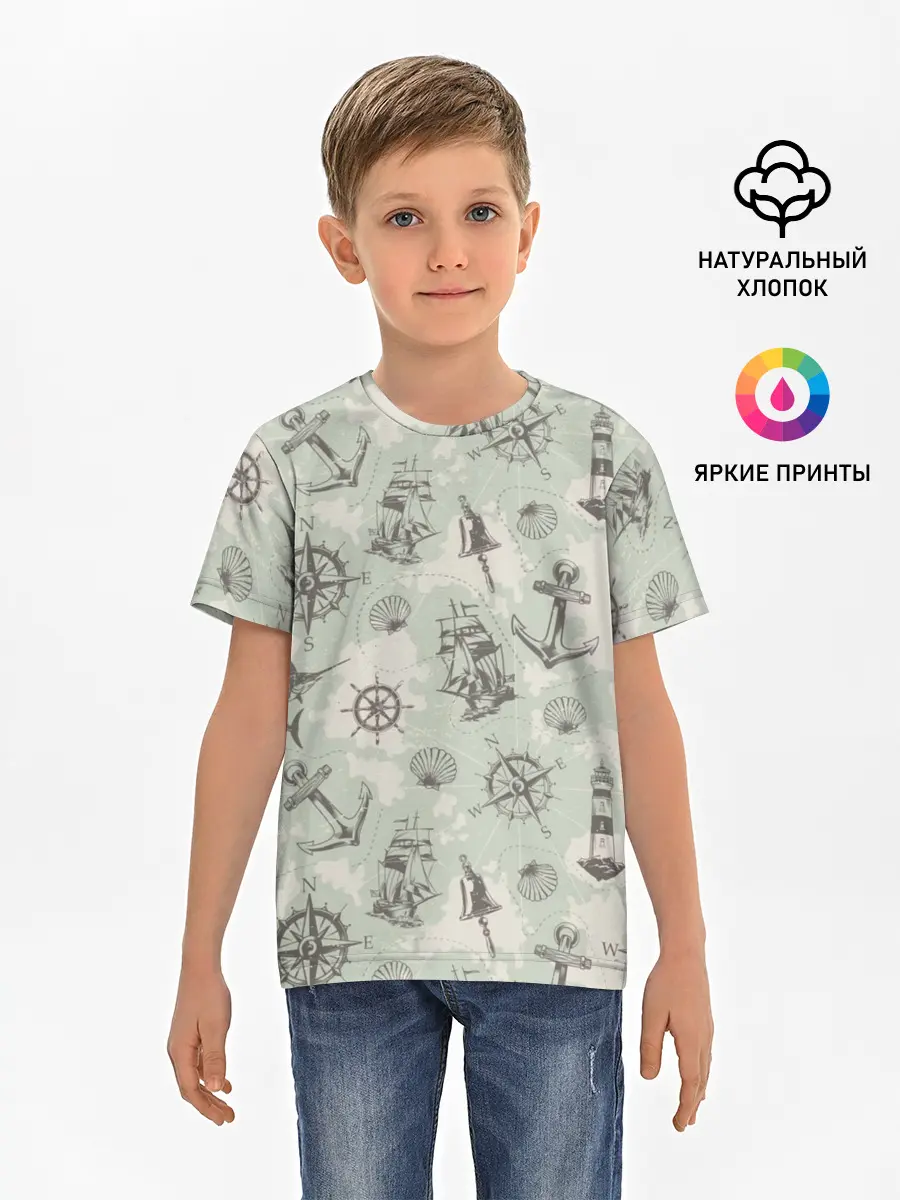 Детская базовая футболка / Морская карта