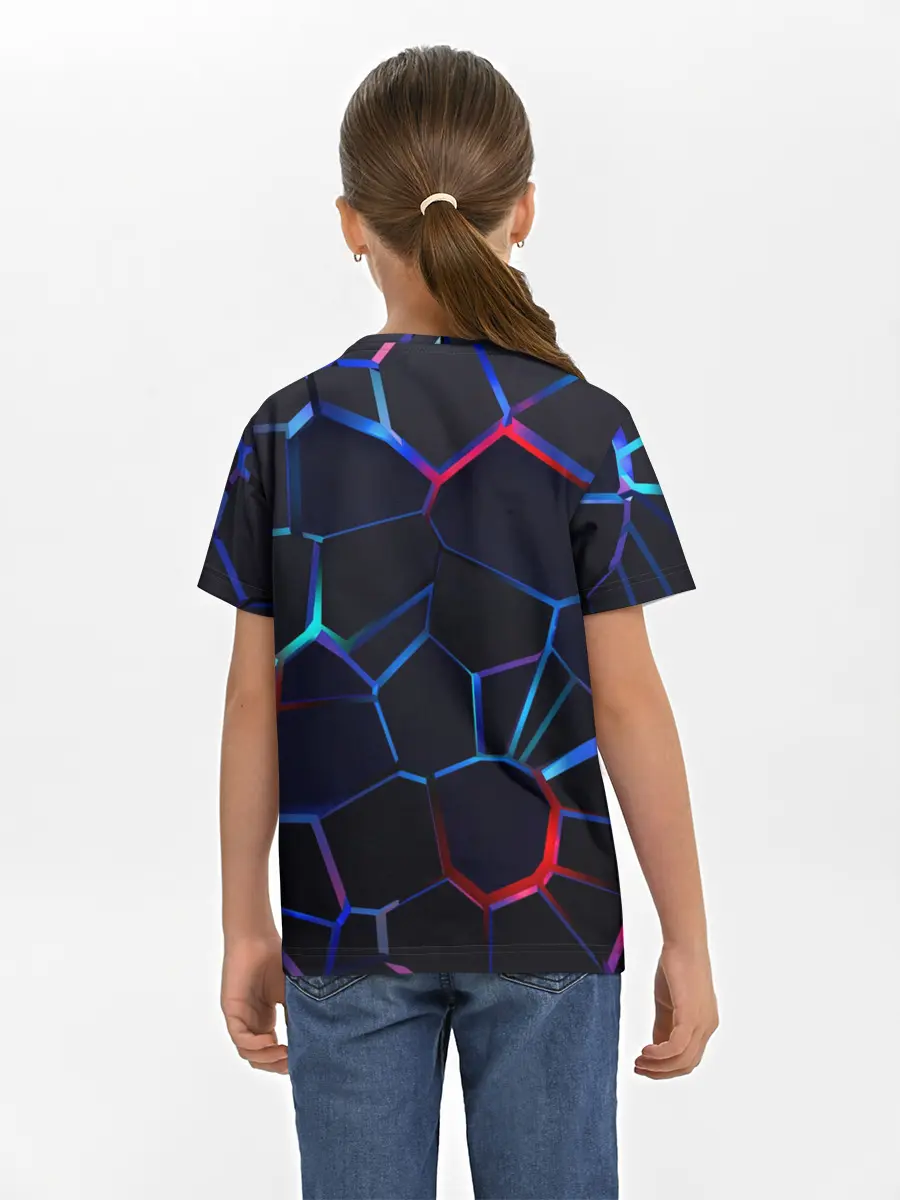 Детская базовая футболка / Неоновые 3D плиты | Неоновые плиты