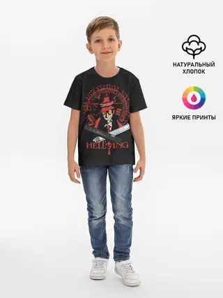 Детская базовая футболка / Alucard на черном фоне