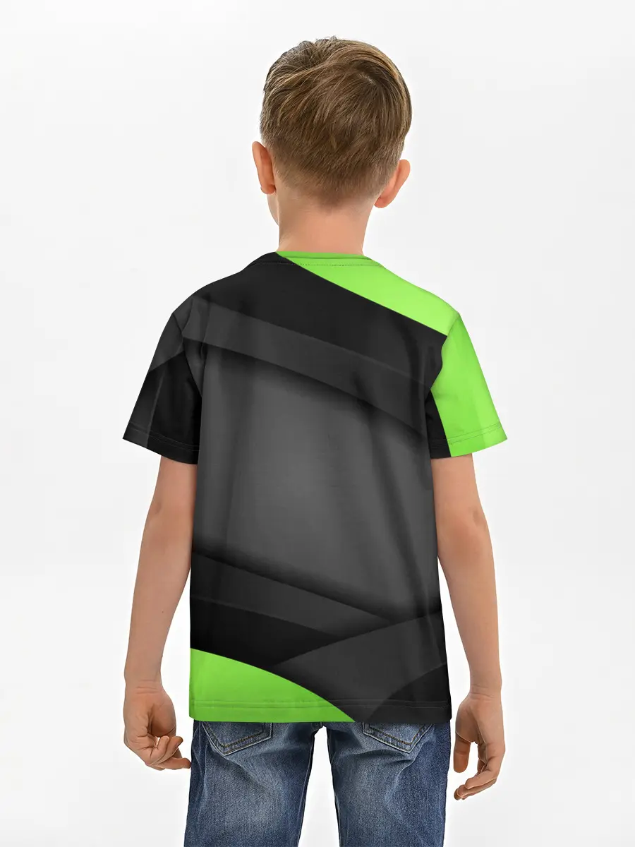 Детская базовая футболка / Green / Black