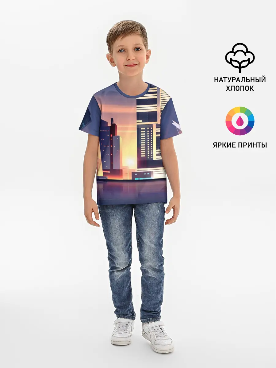 Детская базовая футболка / Ночной Город