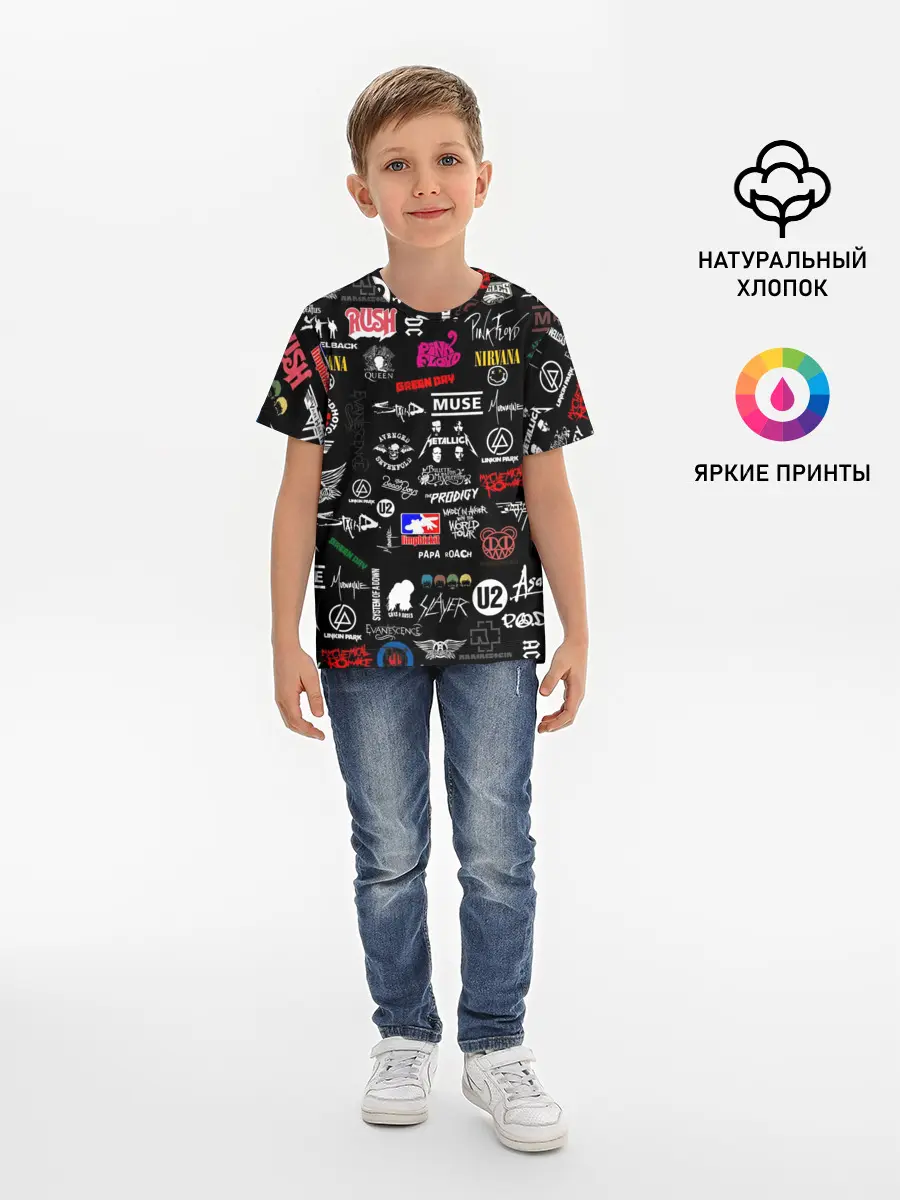 Детская базовая футболка / ЛОГОТИПЫ РОК ГРУПП | PATTERN