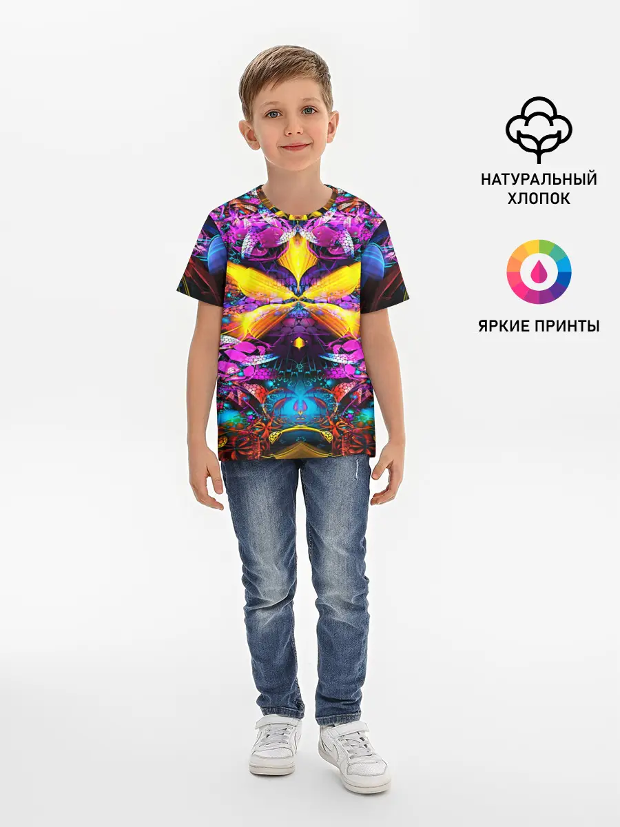 Детская базовая футболка / ФРАКТАЛЬНЫЕ ЦВЕТЫ