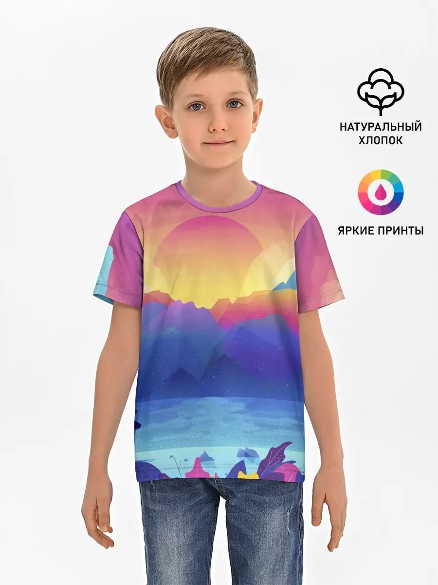 Детская базовая футболка / Красочные Горы