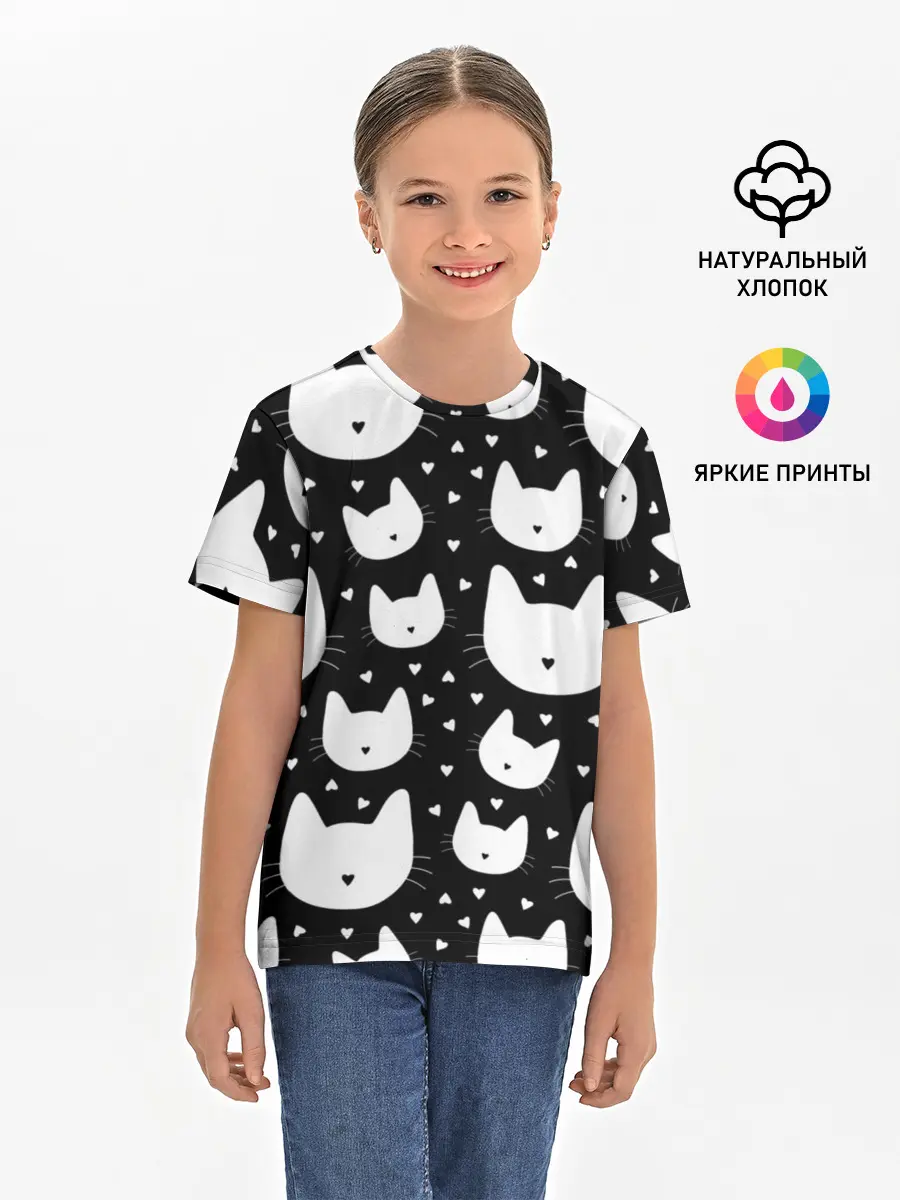 Детская базовая футболка / Love Cats Pattern