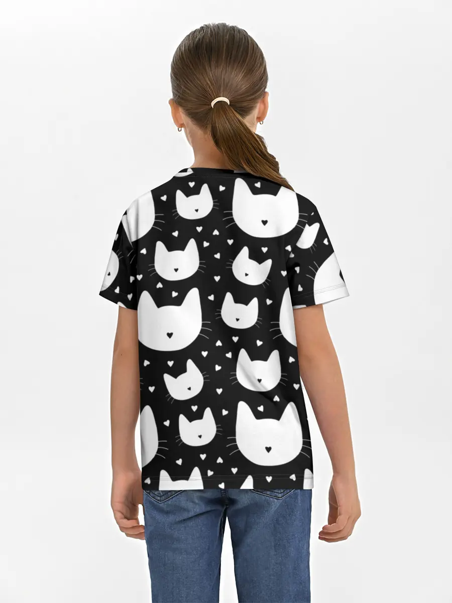 Детская базовая футболка / Love Cats Pattern
