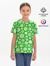 Детская базовая футболка / Ромашки на зелёном фоне