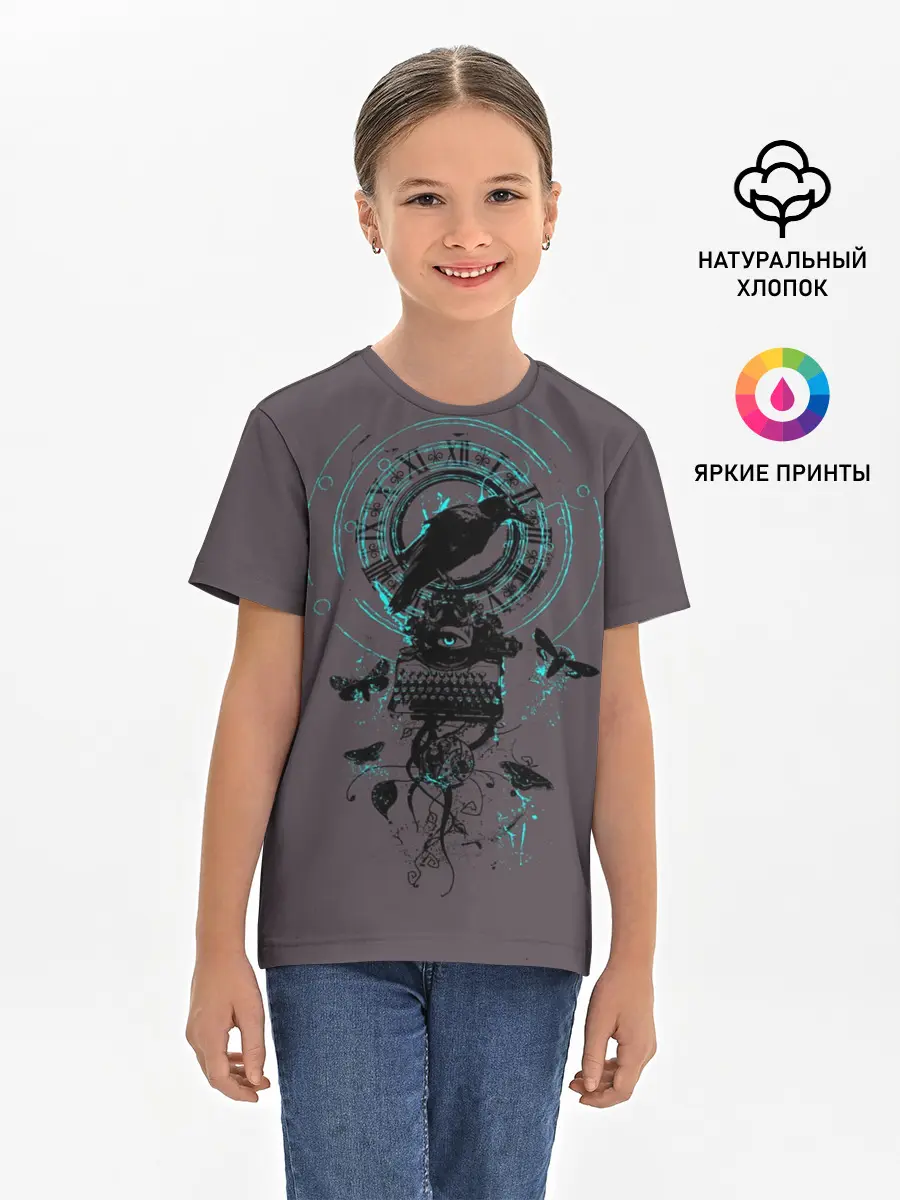 Детская базовая футболка / Черный ворон