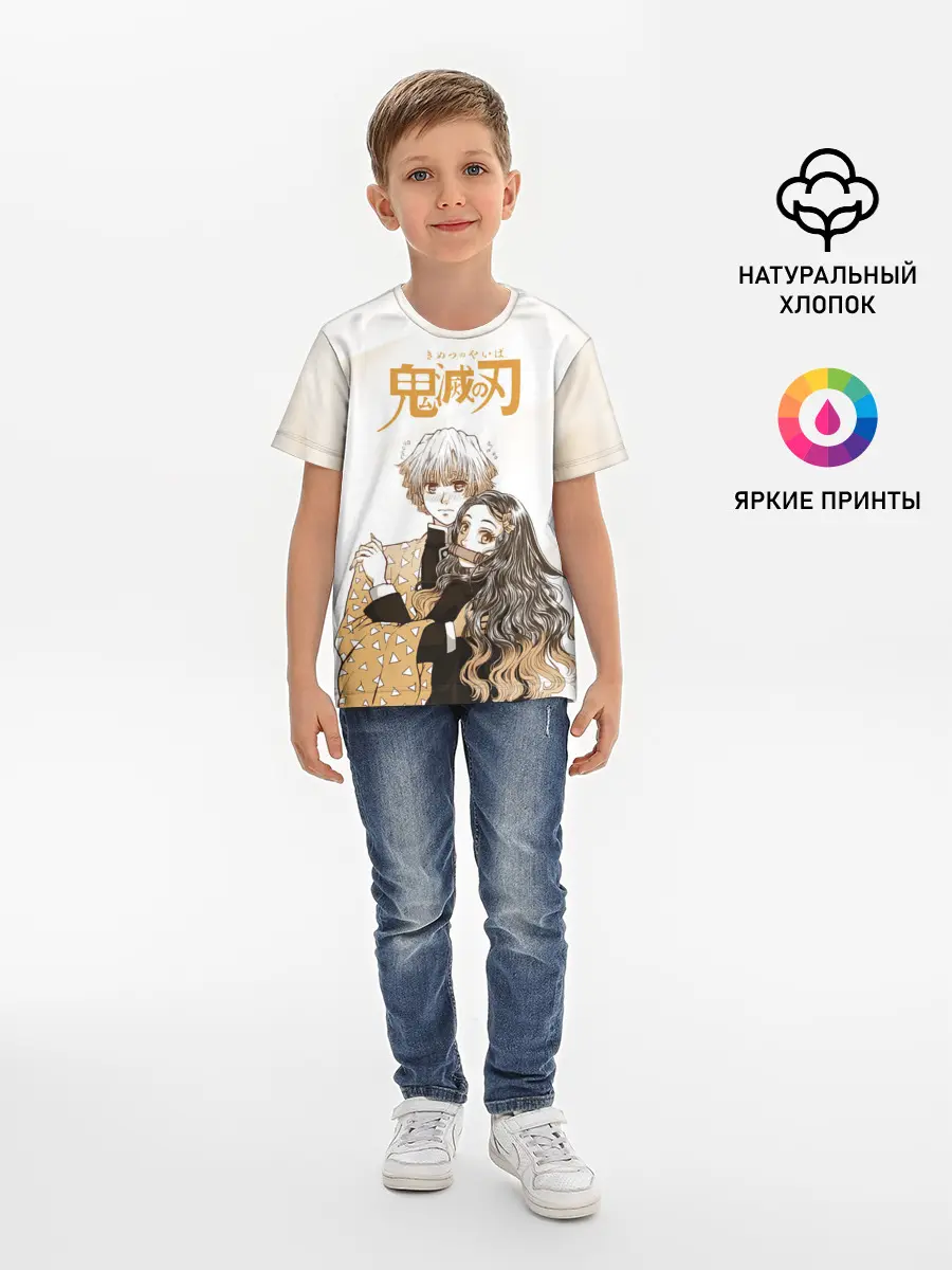 Детская базовая футболка / Зеницу и Незуко Kimetsu no Yaiba