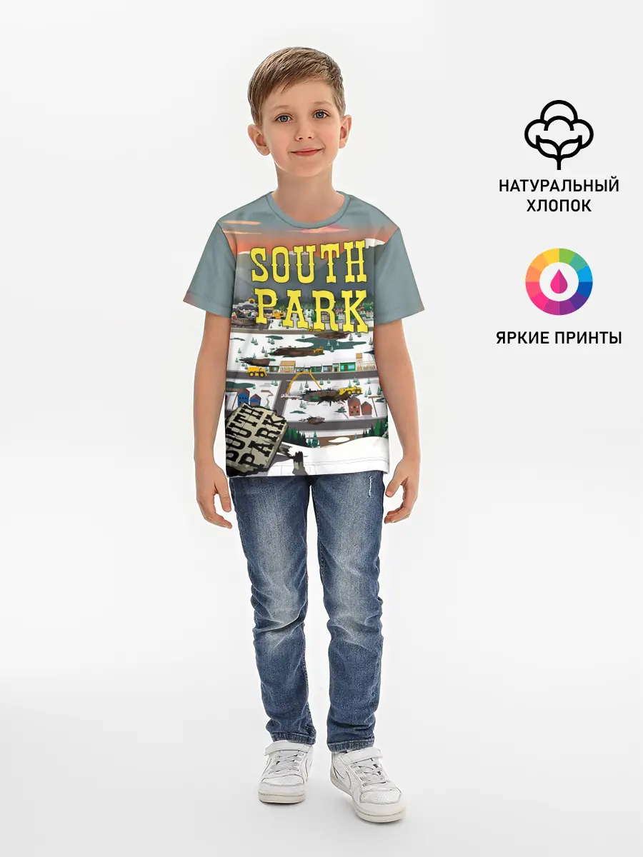 Детская базовая футболка / Южный Парк разрушенный город
