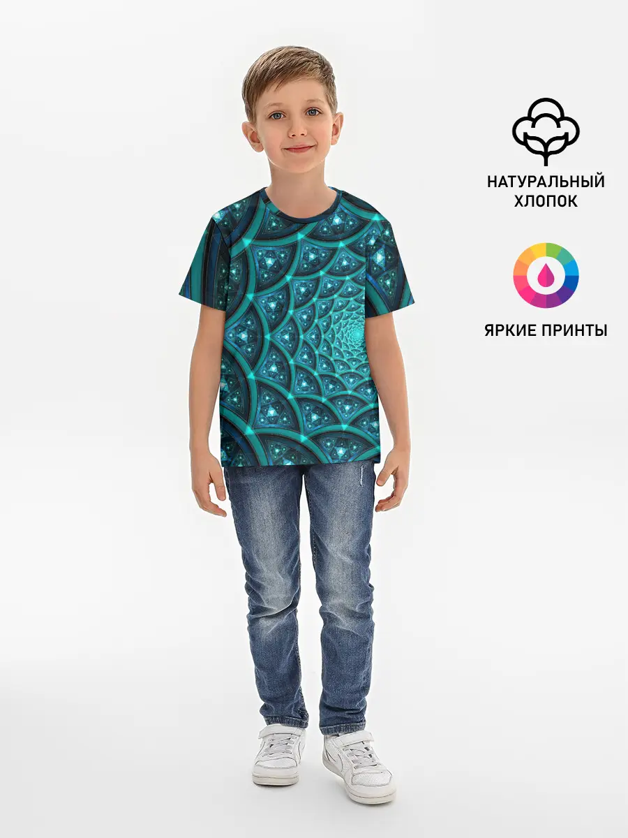 Детская базовая футболка / Асимметрия узор круги фигуры