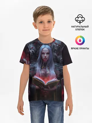 Детская базовая футболка / Demonic book