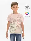 Детская базовая футболка / Летний узор цветы птичка