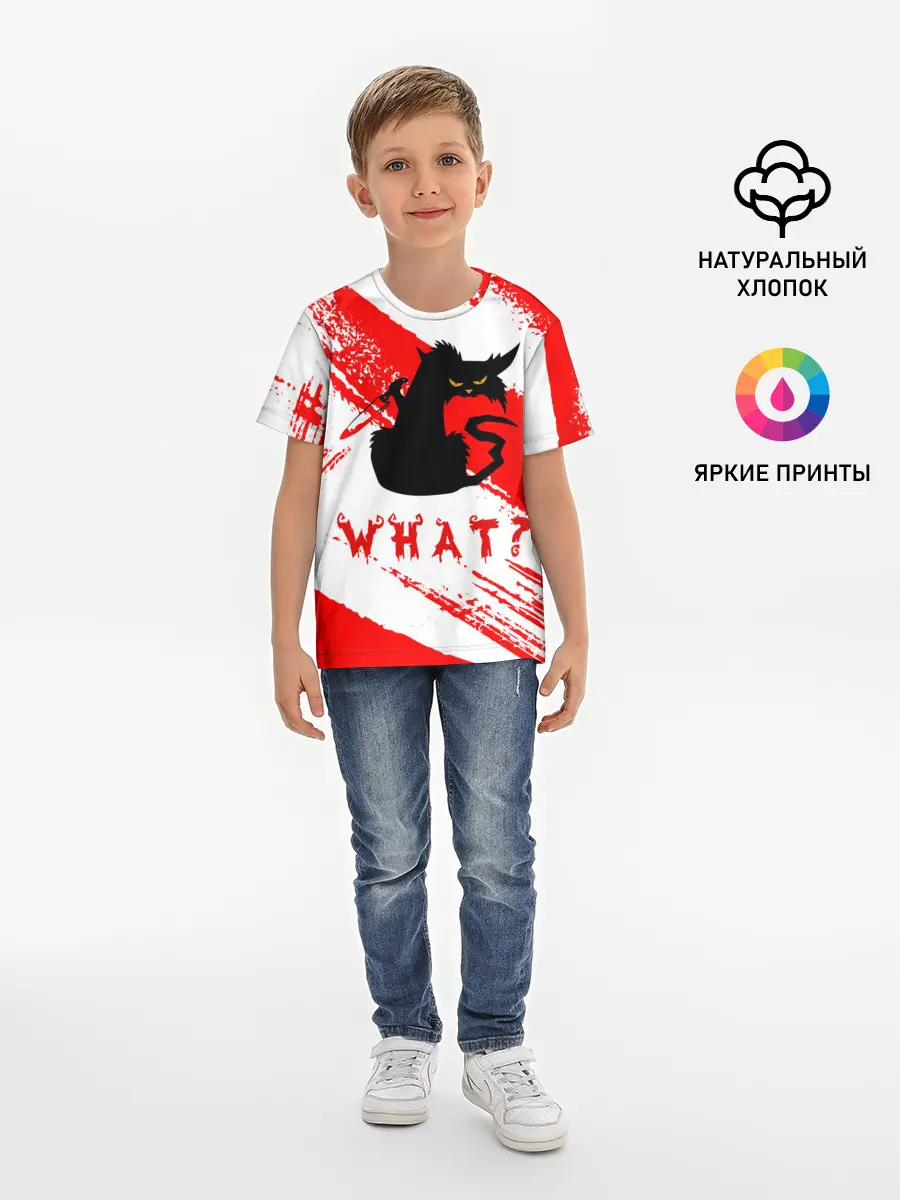 Детская базовая футболка / What cat? / Какой кот?