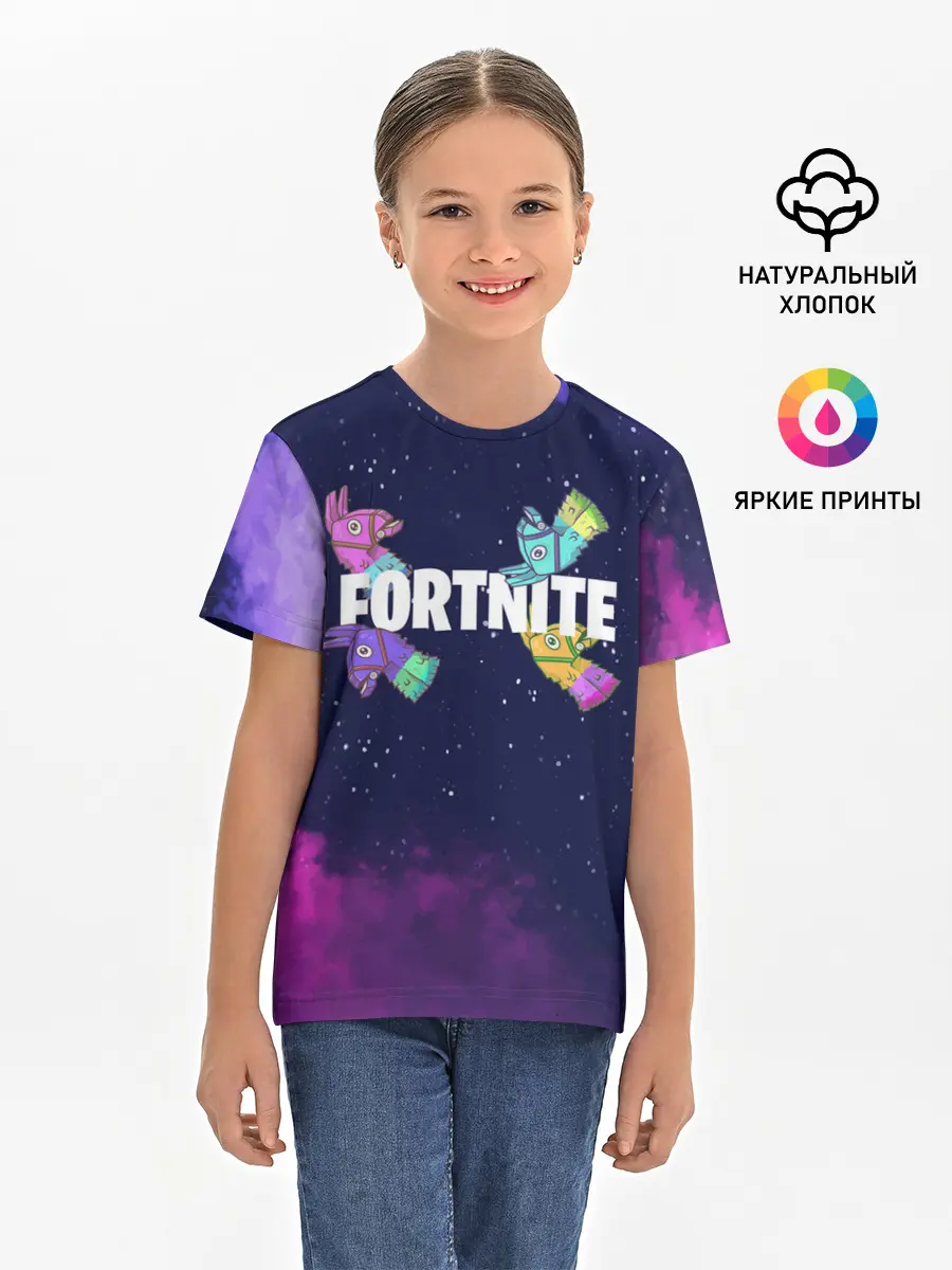 Детская базовая футболка / Ламы фортнайт в космосе