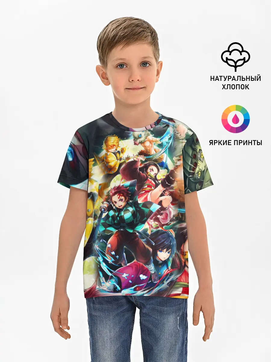 Детская базовая футболка / КЛИНОК РАССЕКАЮЩИЙ ДЕМОНОВ ПЕРСОНАЖИ