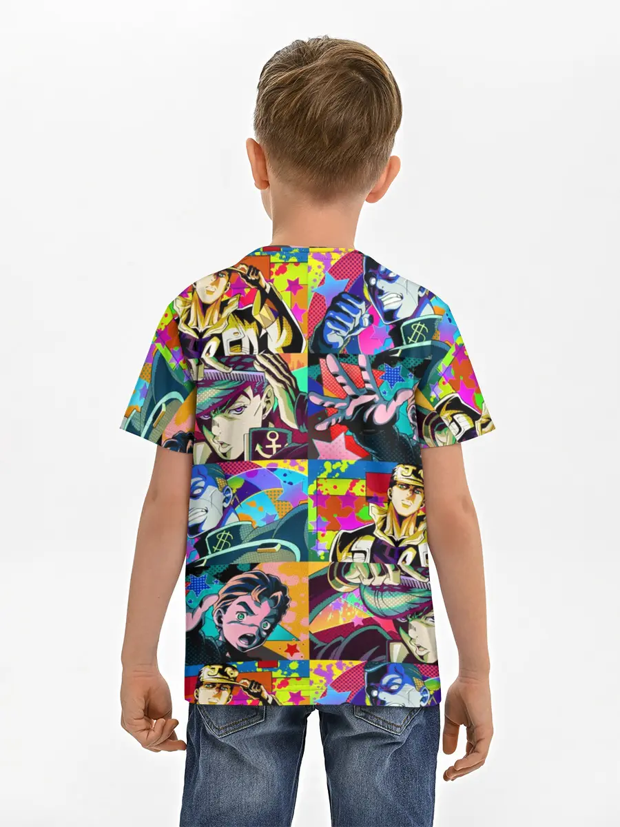 Детская базовая футболка / Джоджо паттерн комикс