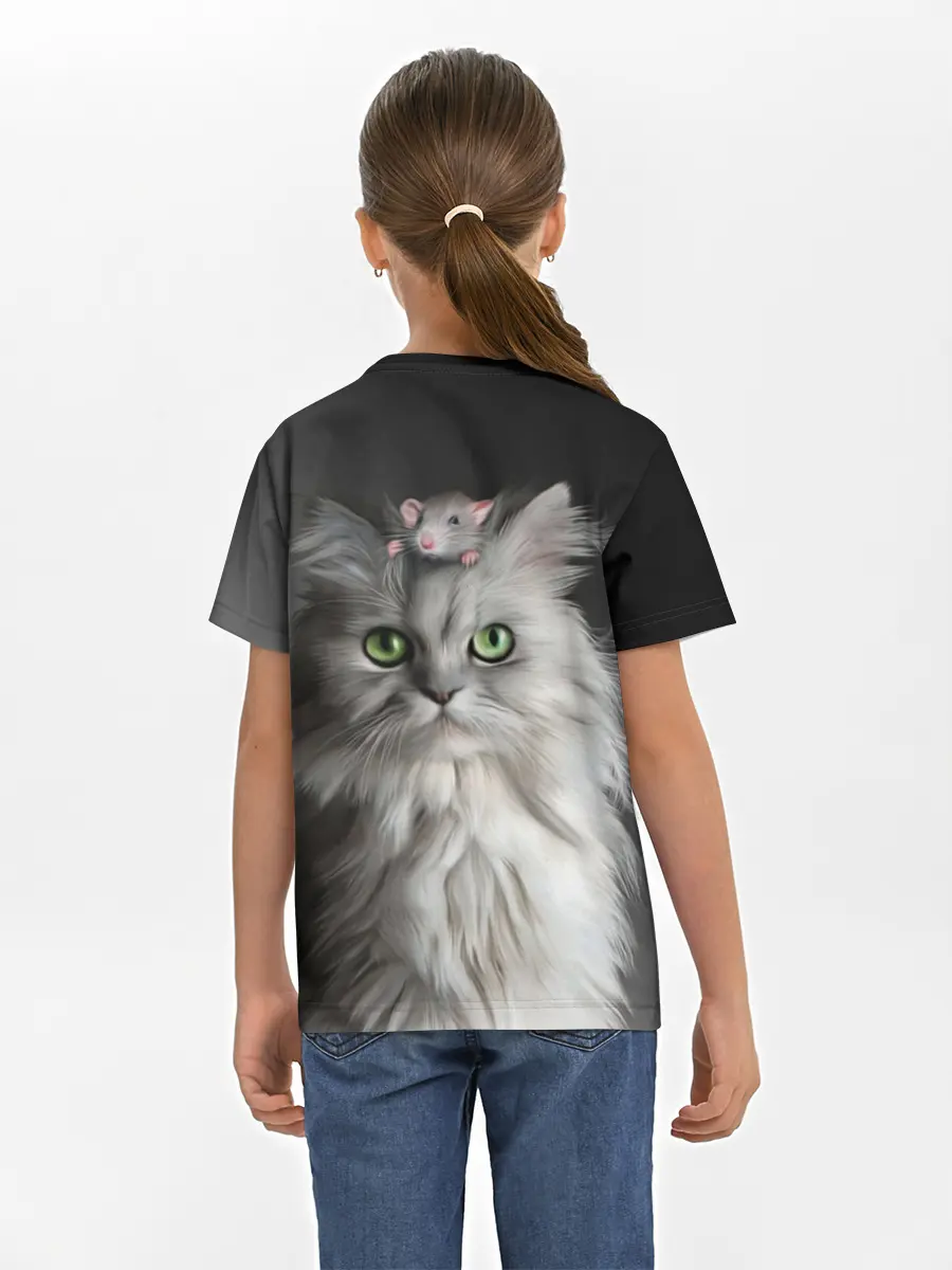 Детская базовая футболка / Кот и мышка