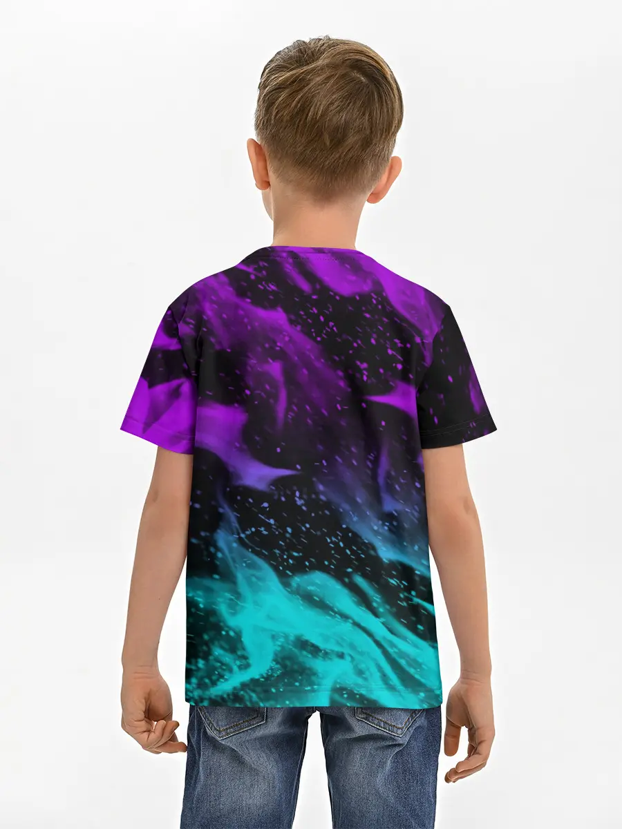 Детская базовая футболка / НЕОНОВЫЙ ОГОНЬ