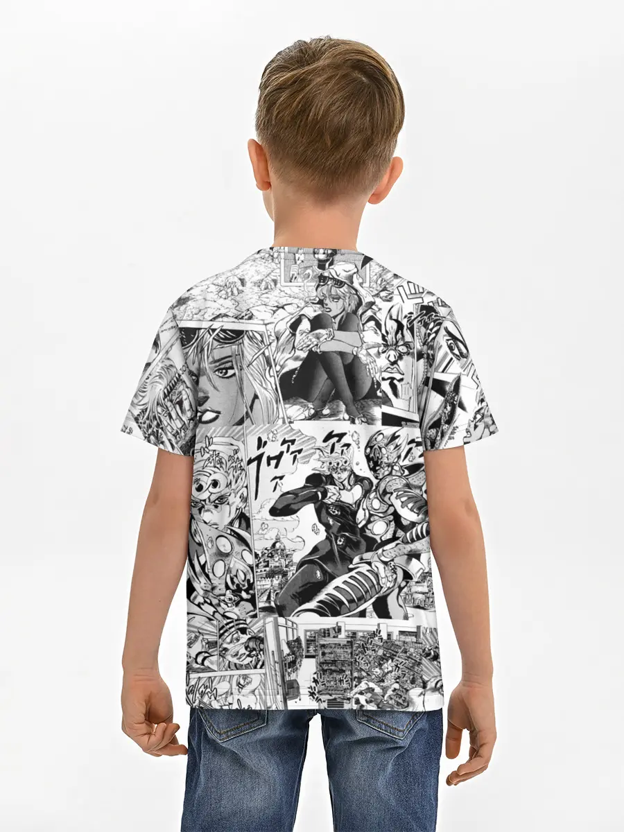 Детская базовая футболка / Серый комикс jojo