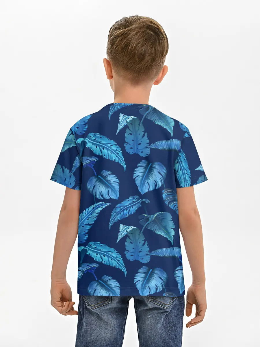 Детская базовая футболка / Листья. Ночные тропики