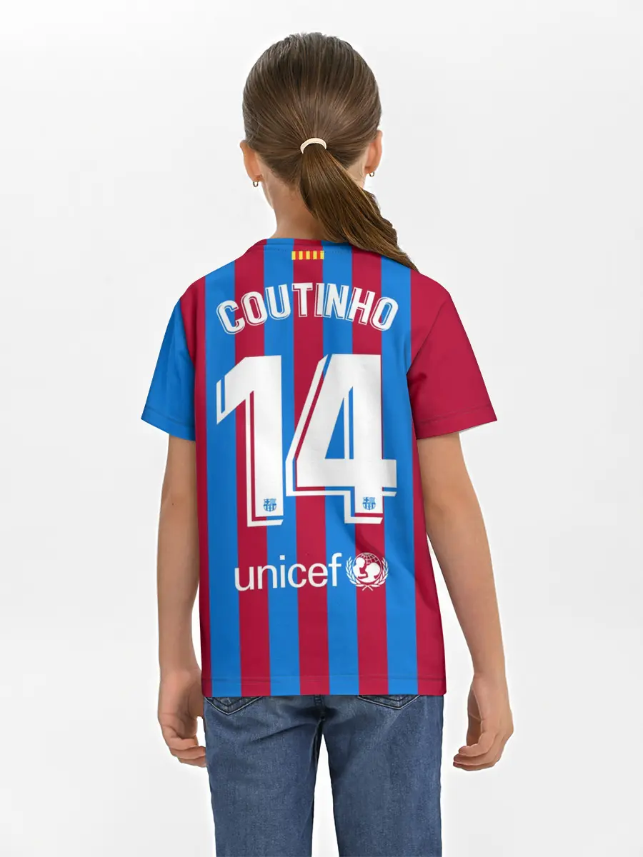 Детская базовая футболка / Форма Коутиньо Барселона 21/22
