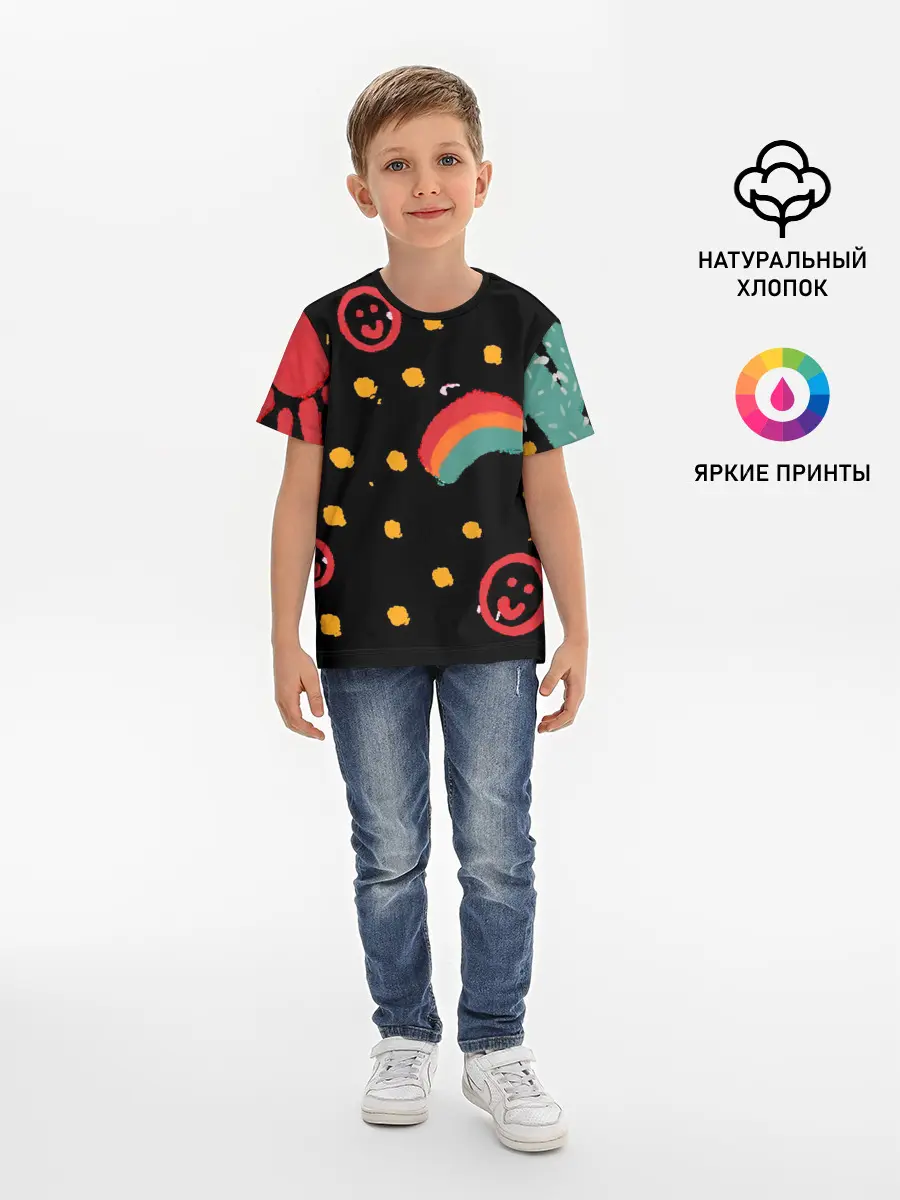 Детская базовая футболка / красочное детство