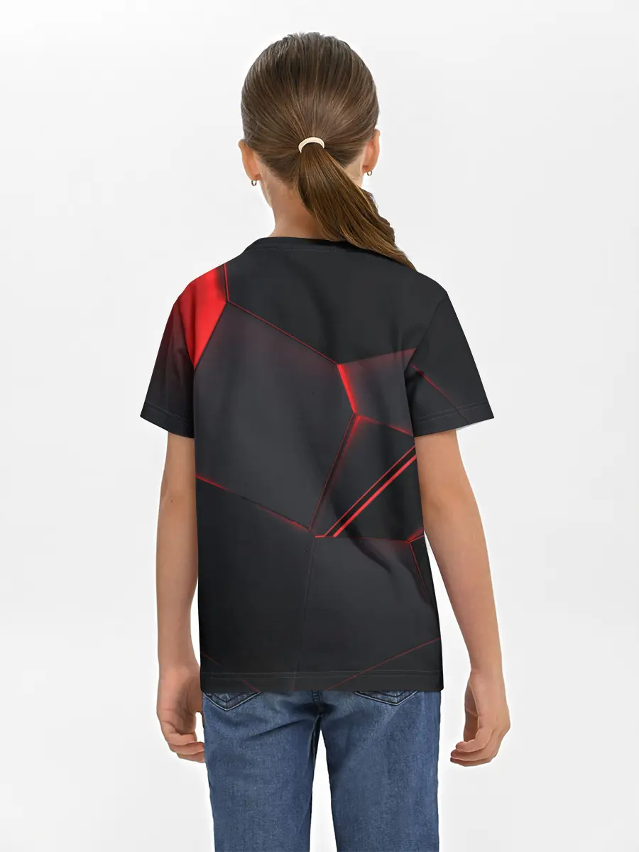 Детская базовая футболка / Красные плиты 3D