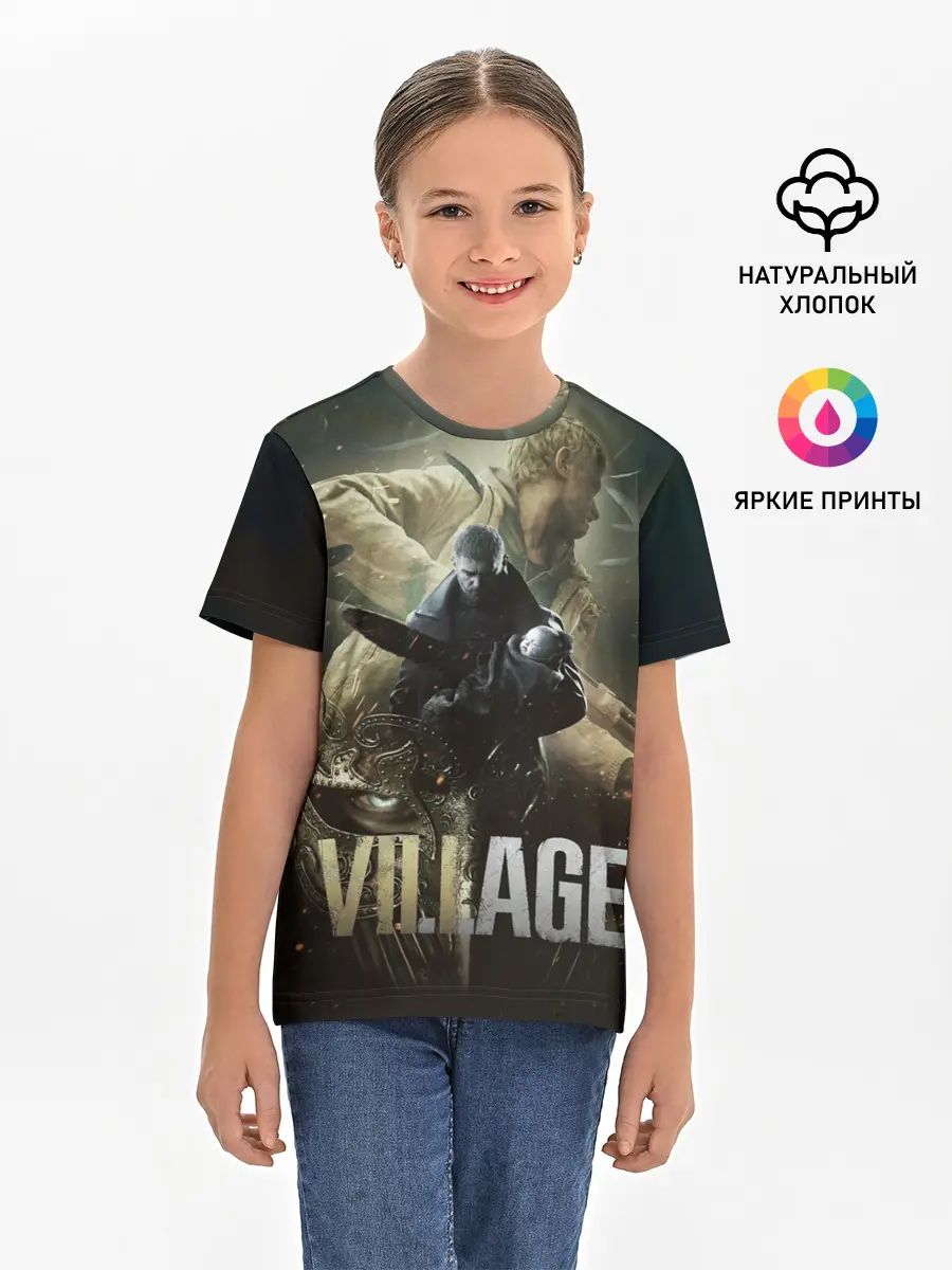 Детская базовая футболка / Итан,Крис и деревня RE8