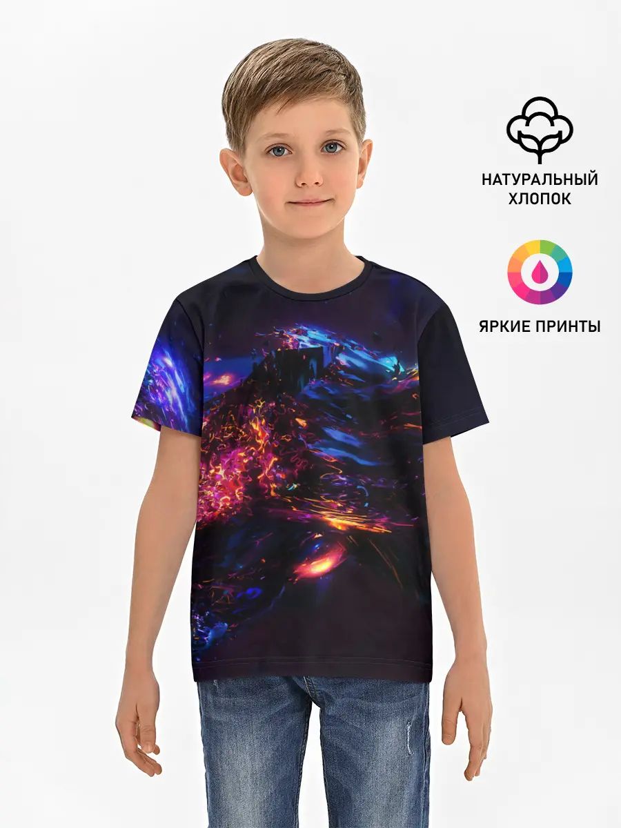 Детская базовая футболка / ФРАКТАЛЬНЫЙ НЕОН