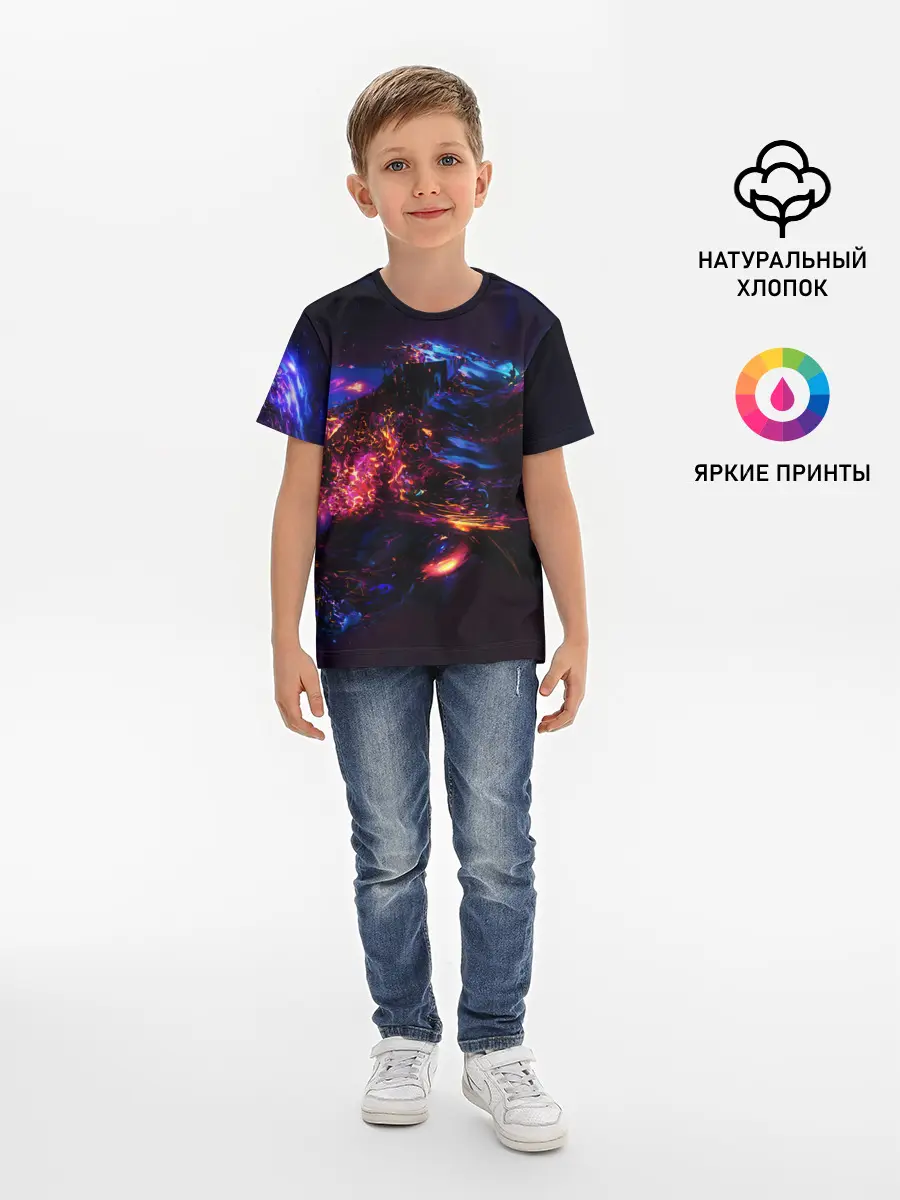 Детская базовая футболка / ФРАКТАЛЬНЫЙ НЕОН
