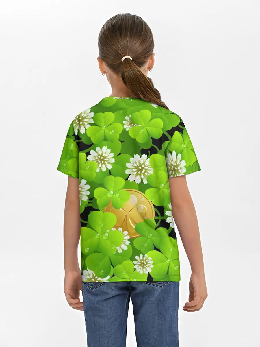 Детская базовая футболка / Ирландский Клевер и Монетка