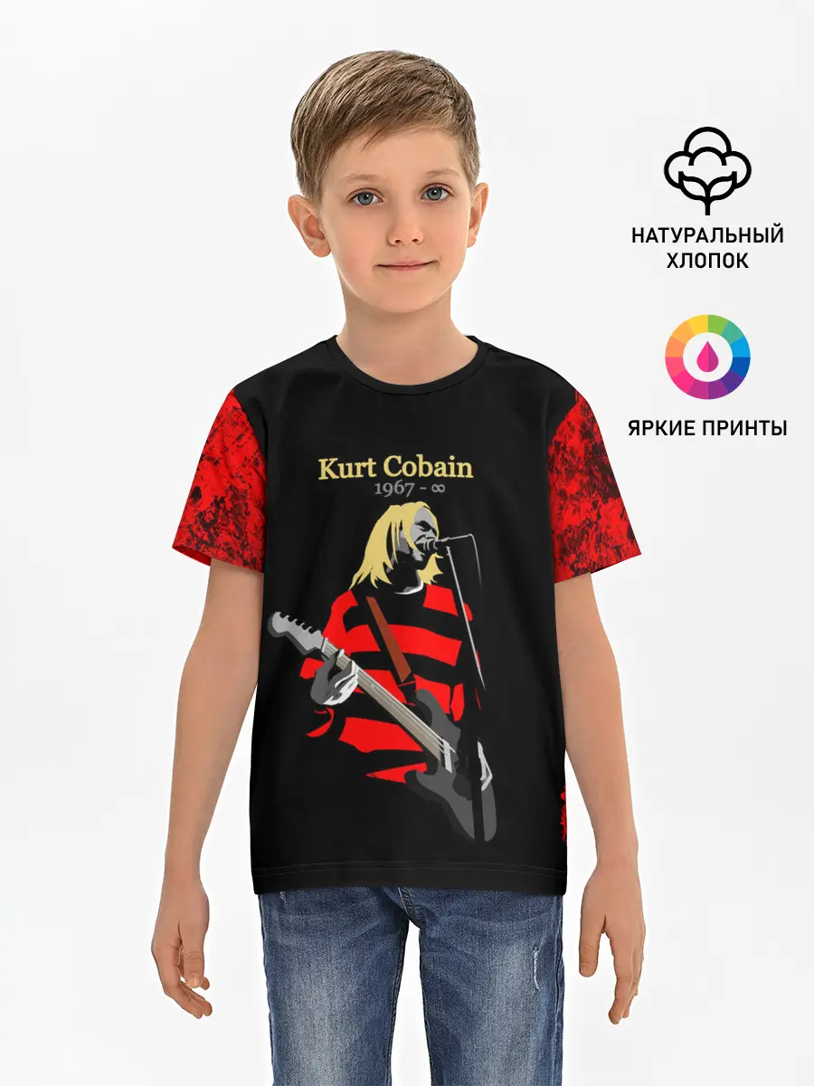 Детская базовая футболка / КУРТ КОБЕЙН | НИРВАНА | ЛОГО