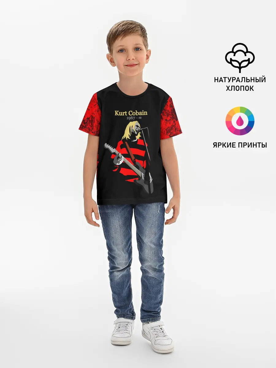 Детская базовая футболка / КУРТ КОБЕЙН | НИРВАНА | ЛОГО