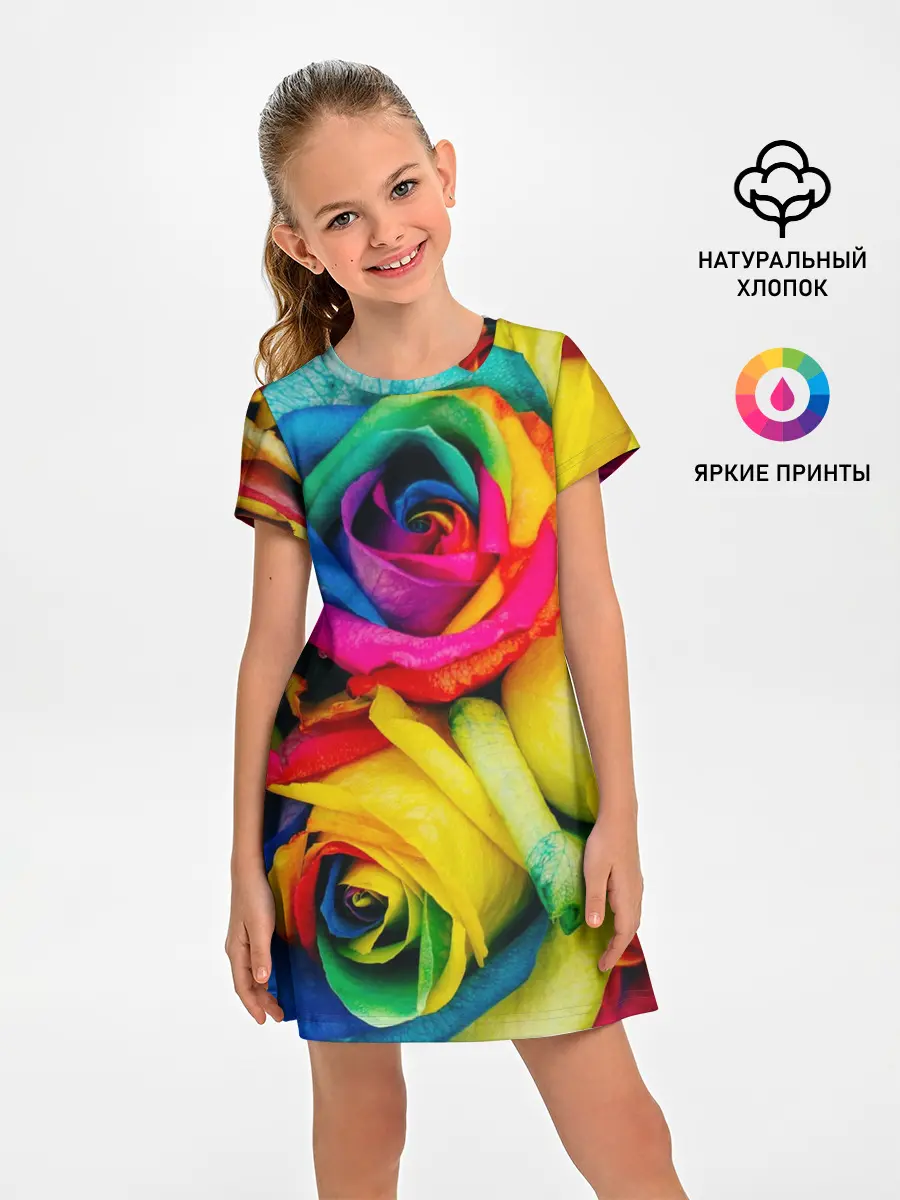 Детское платье / Разноцветные розы