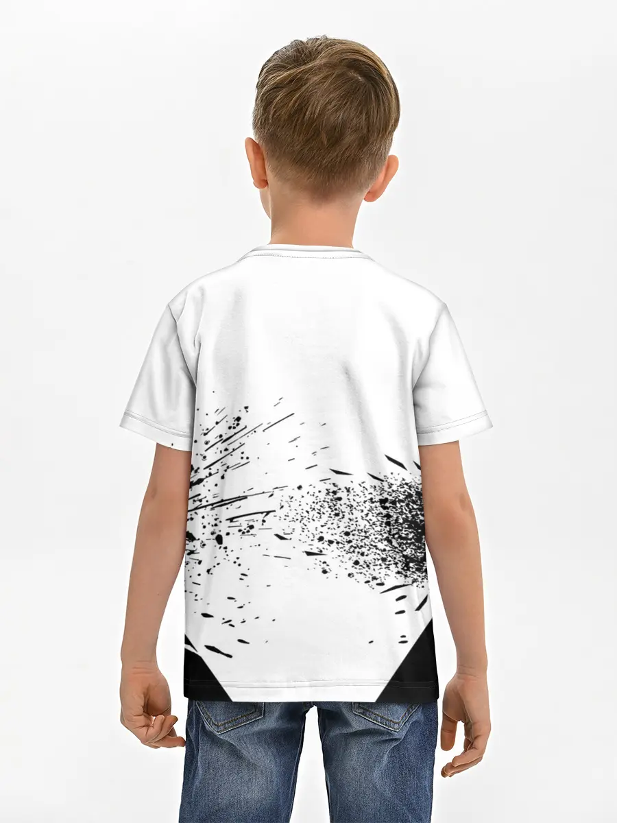 Детская базовая футболка / Чёрный клевер с иероглифами