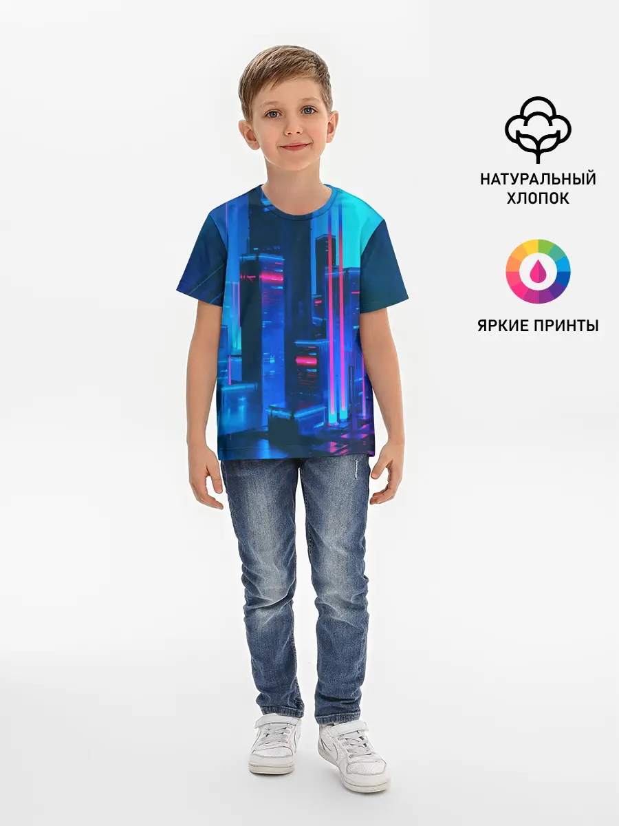 Детская базовая футболка / НОЧНОЙ ГОРОД