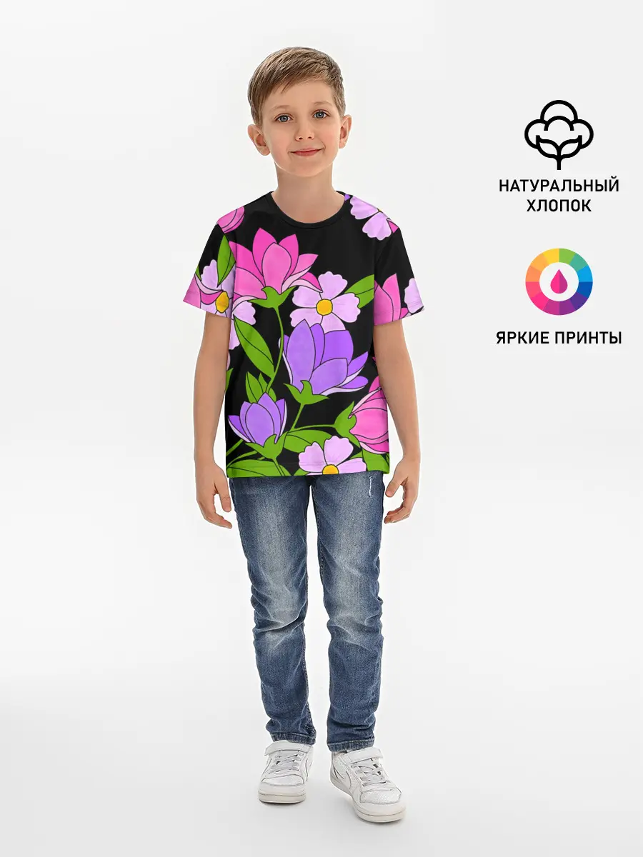 Детская базовая футболка / Ночные цветы