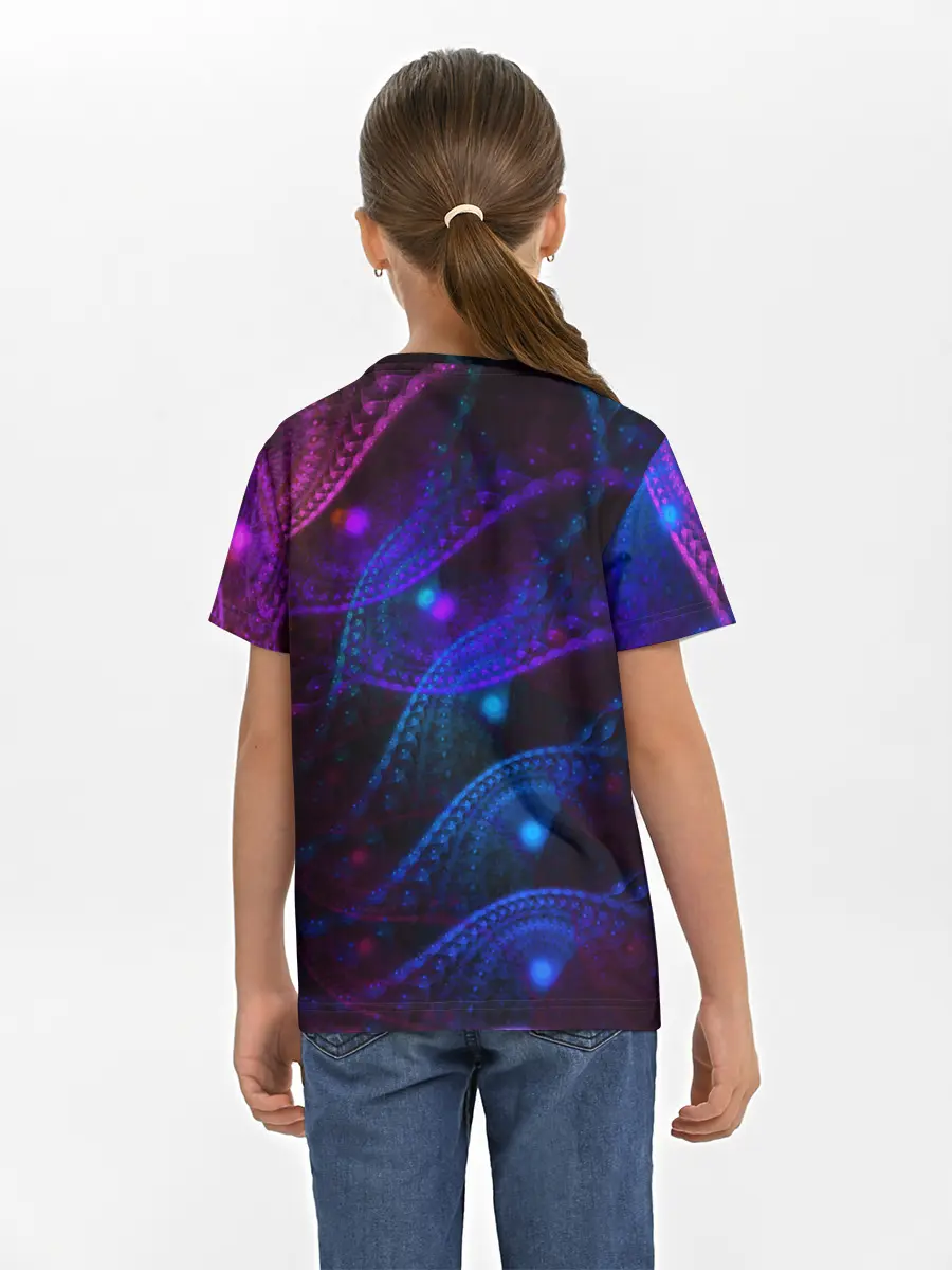 Детская базовая футболка / NEON FRACTAL