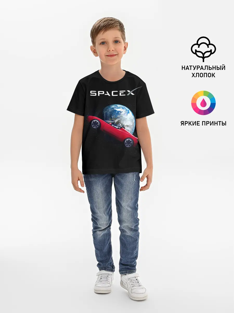 Детская базовая футболка / Space X Zero gravity car