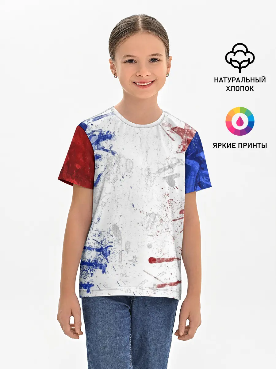 Детская базовая футболка / BLUE WHITE & RED