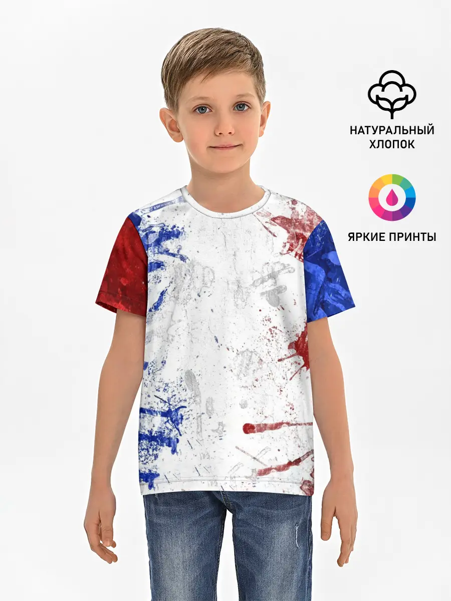 Детская базовая футболка / BLUE WHITE & RED