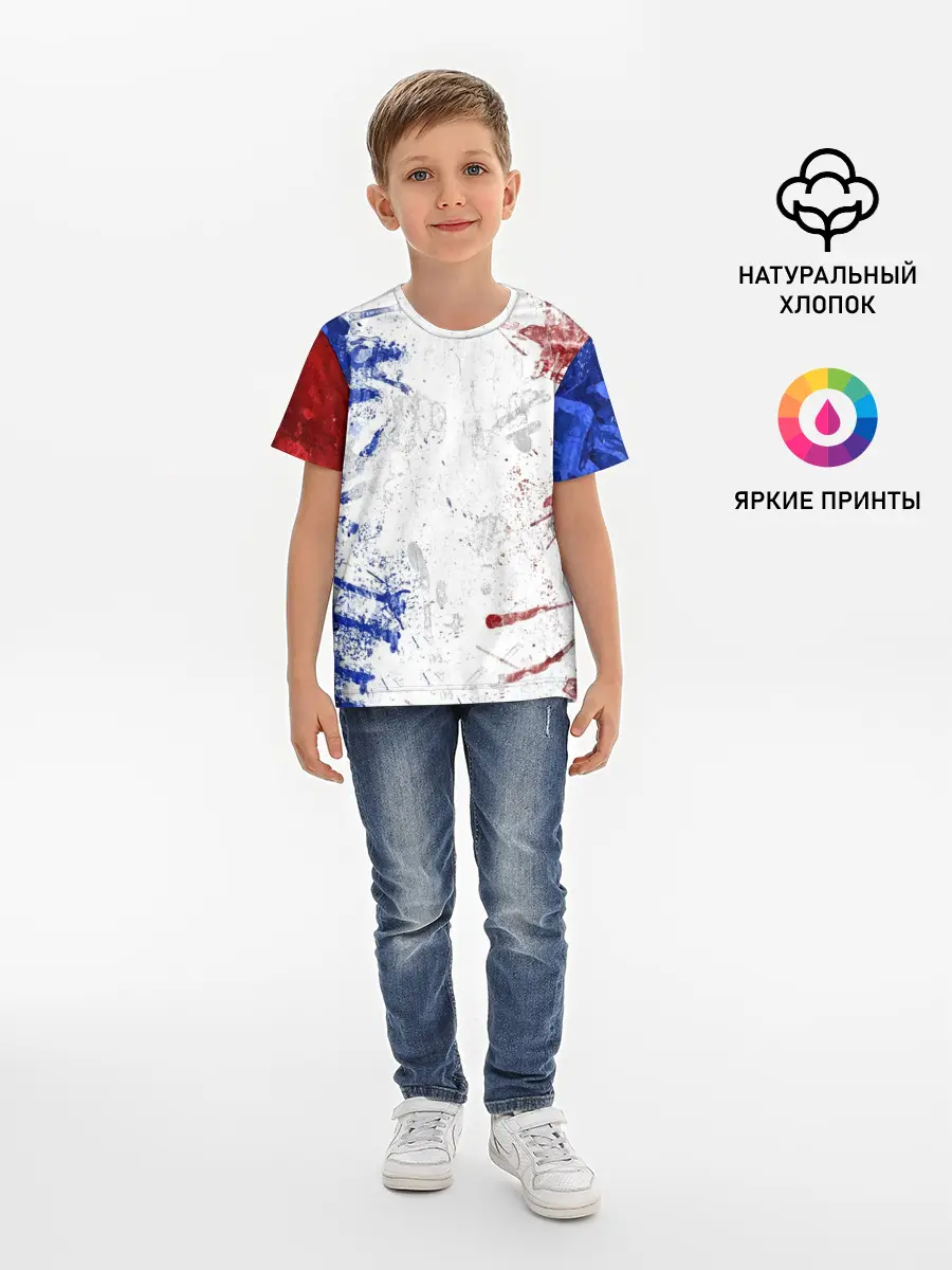 Детская базовая футболка / BLUE WHITE & RED