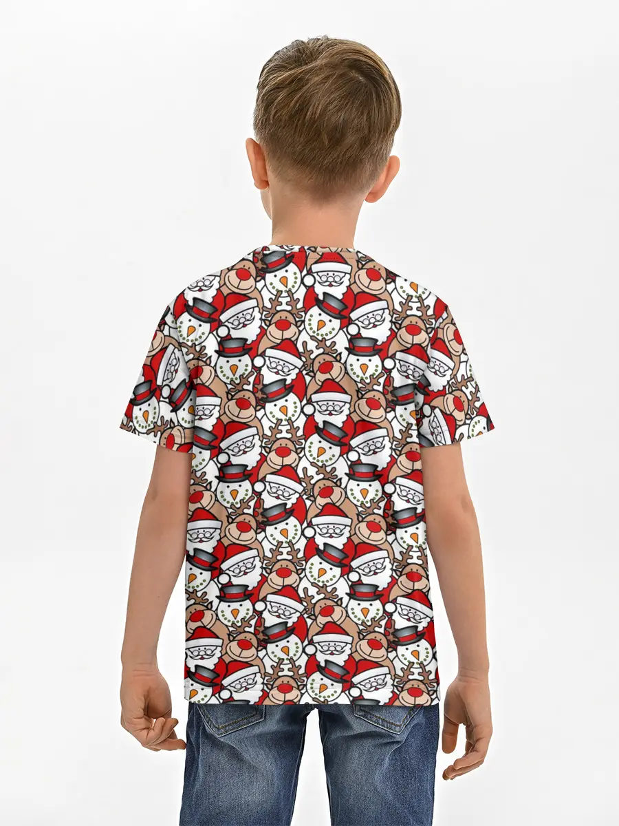 Детская базовая футболка / Дед Мороз, Снеговик, Олень