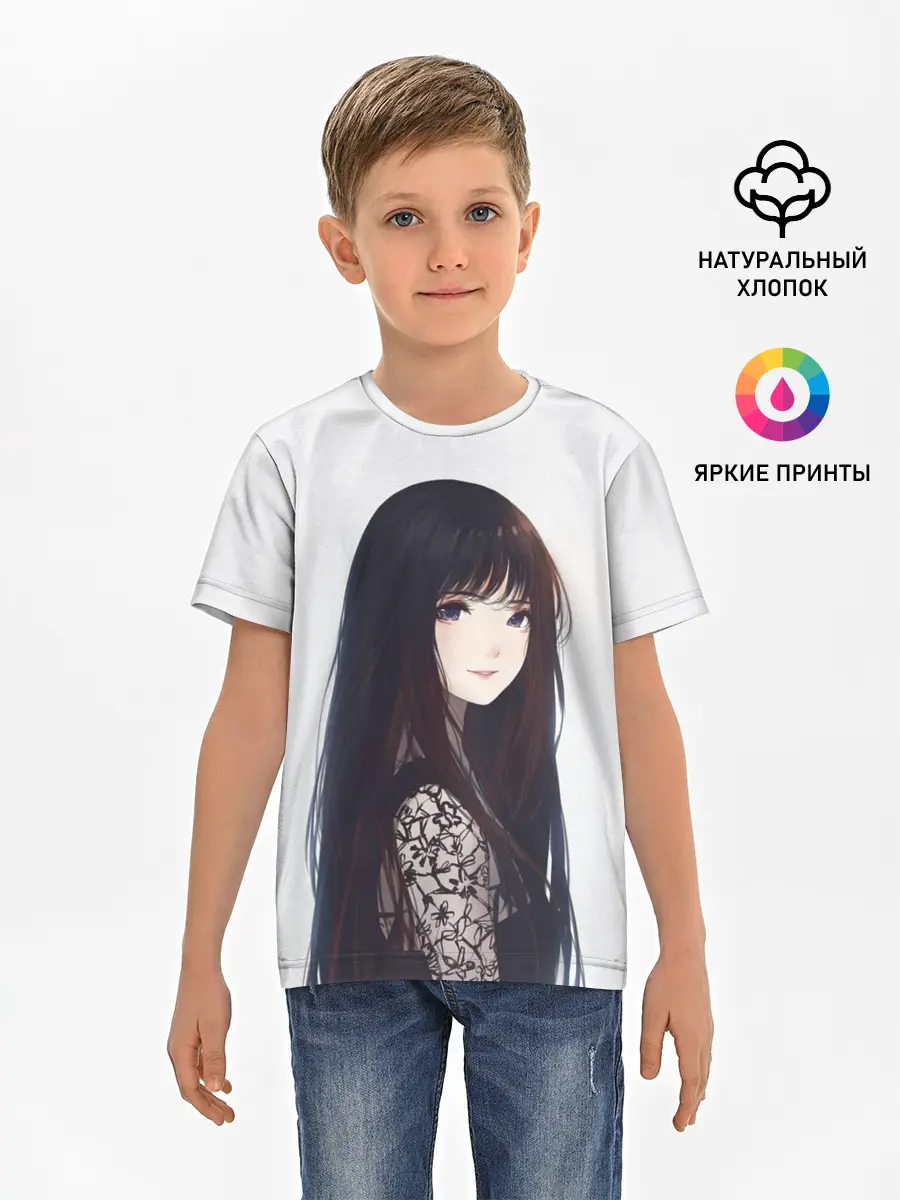 Детская базовая футболка / Красивая аниме девушка