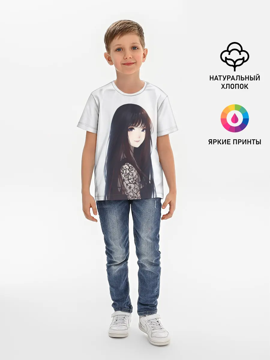 Детская базовая футболка / Красивая аниме девушка