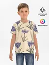 Детская базовая футболка / Цветы шафрана на бежевом фоне