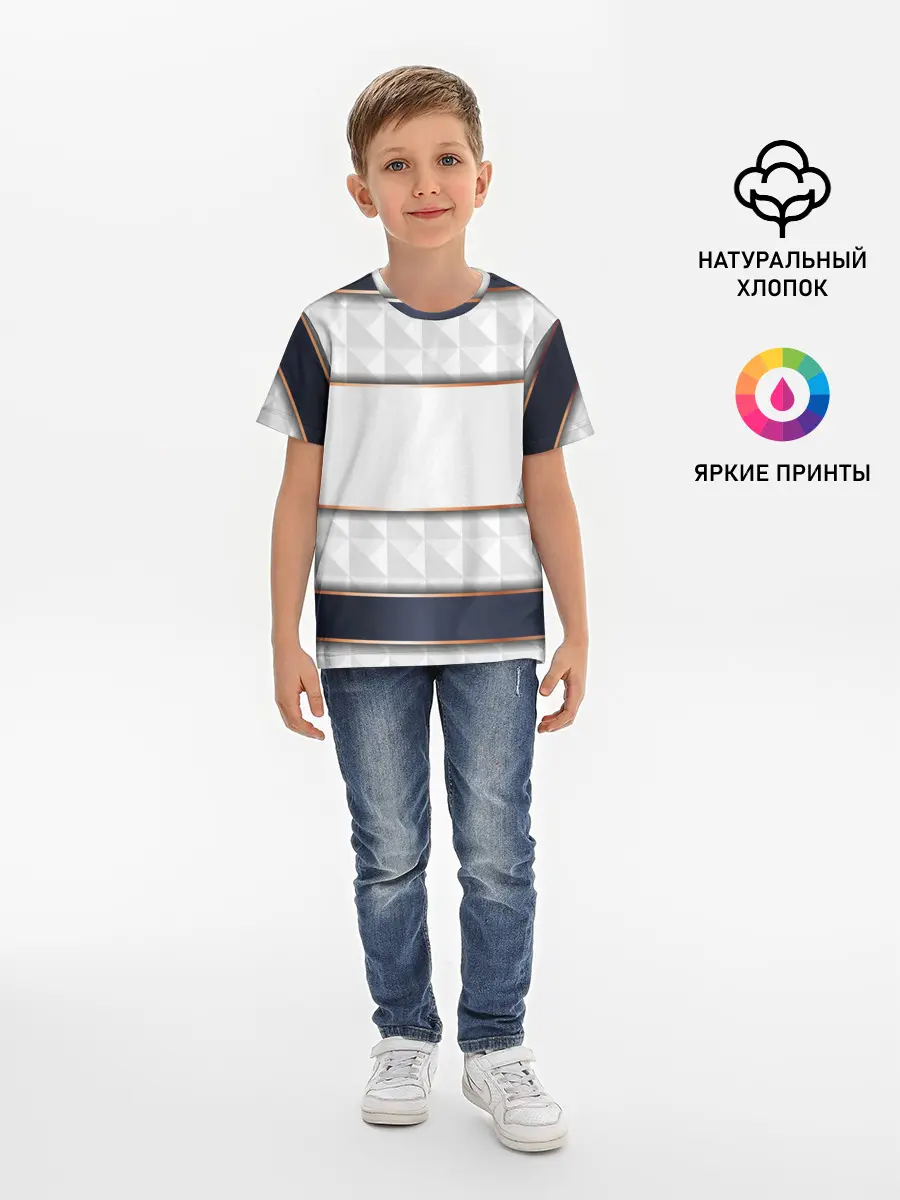 Детская базовая футболка / White 3d lines