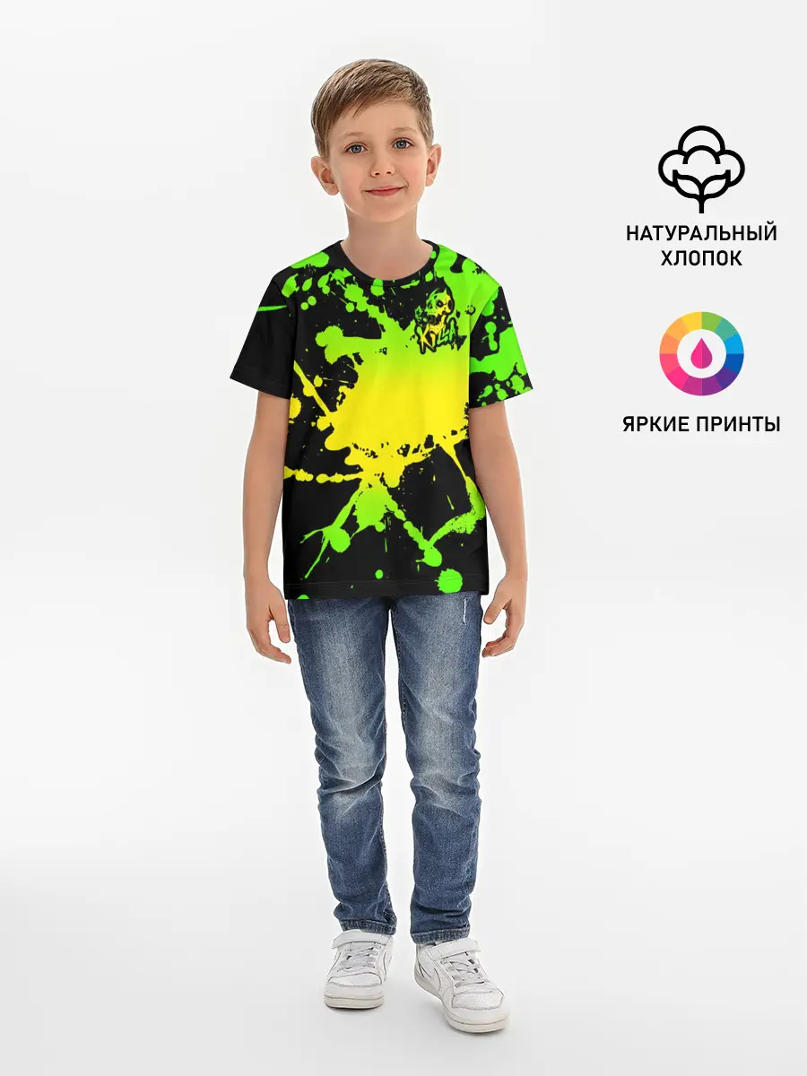 Детская базовая футболка / KILLA зеленые брызги